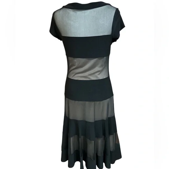 R&M Richards Mesh Lined Panels Swing Hem Cap Sleeve Dressy A-Line Dress S6 EUC - Picture 4 of 11